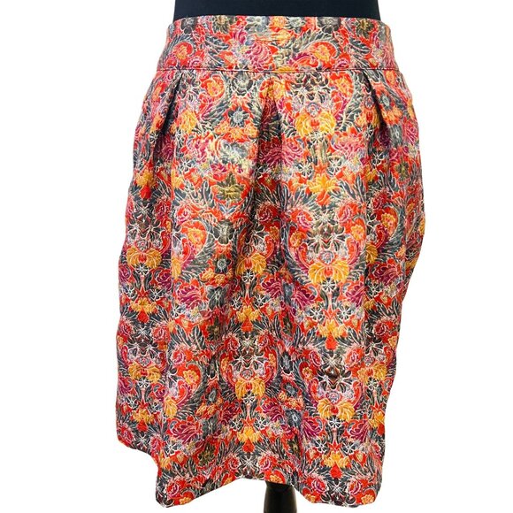 Anthropologie Maeve Pleated A-Line Mini Skirt Floral Rosia Print Pockets Bottom - Picture 5 of 12
